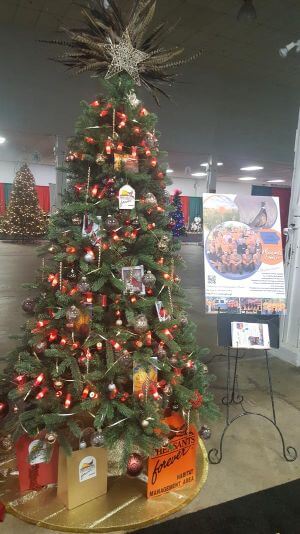 Linn County PF Festival of Trees decorated tree.  Proceeds of the silent auction go towards non profit organizations supported by the Local JayCees.  Thanks to the Corridor Clay Crushers College Trap team with student athletes from Mt Mercy University and Kirkwood Community College.
